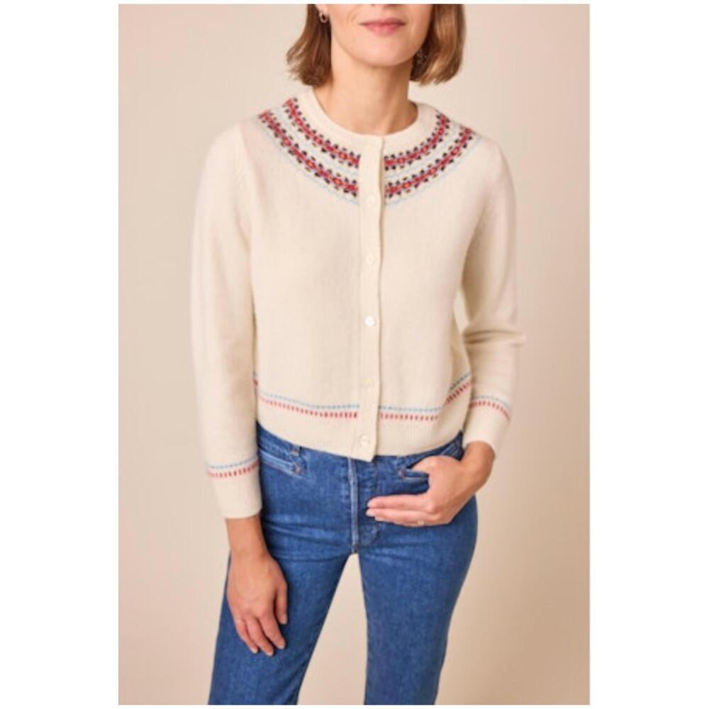 NEW DÔEN olympe crewneck cardigan in ivory annecy